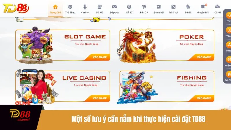 Một số lưu ý cần nắm khi thực hiện cài đặt TD88